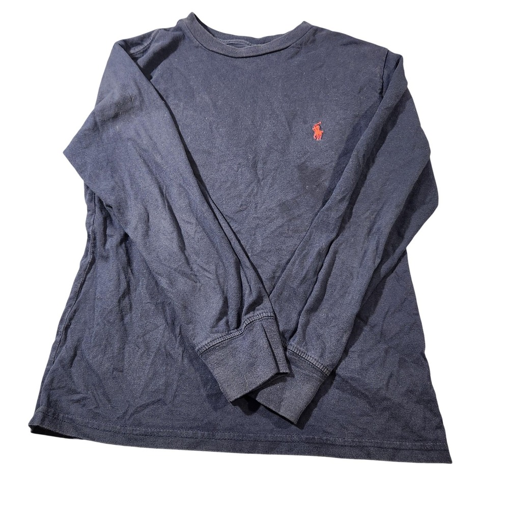 Polo Ralph Lauren Shirt‎ Boys Small 8 Navy Long Sleeve Crewneck Logo Tee